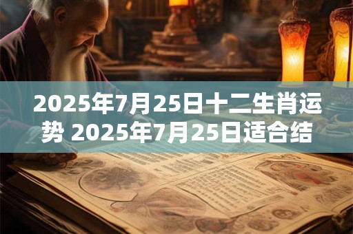 2025年7月25日十二生肖运势 2025年7月25日适合结婚吗