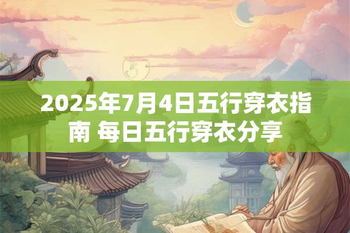 2025年7月4日五行穿衣指南 每日五行穿衣分享