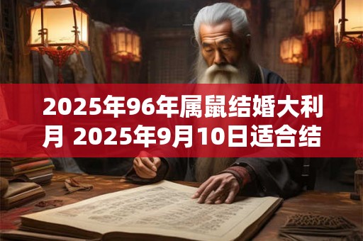 2025年96年属鼠结婚大利月 2025年9月10日适合结婚吗