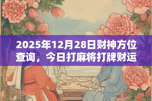 2026年12月28日财神方位查询,今日打麻将打牌财运方位 2026年12月28日财神方位查询,今日打麻将打牌财运方位