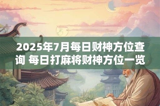 2025年7月每日财神方位查询 每日打麻将财神方位一览表 2025年7月每日财神方位查询 每日打麻将财神方位一览表