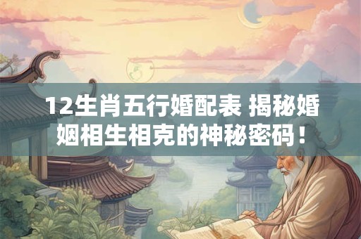 12生肖五行婚配表 揭秘婚姻相生相克的神秘密码！