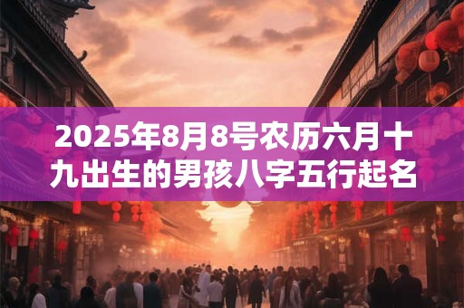 2025年8月8号农历六月十九出生的男孩八字五行起名字