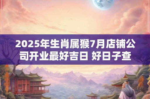 2025年生肖属猴7月店铺公司开业最好吉日 好日子查询