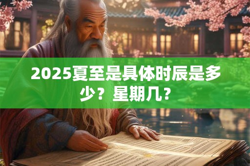 2025夏至是具体时辰是多少？星期几？