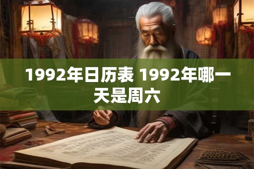 1992年日历表 1992年哪一天是周六