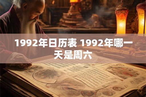 1992年日历表 1992年哪一天是周六