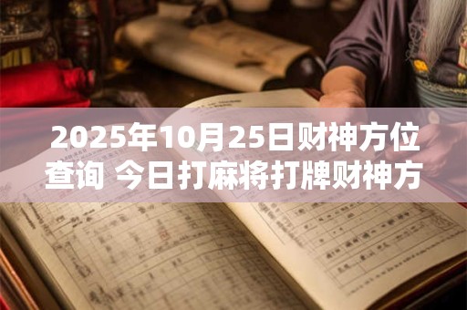 2025年10月25日财神方位查询 今日打麻将打牌财神方位