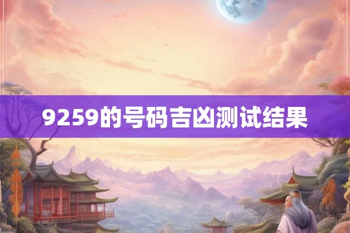 9259的号码吉凶测试结果