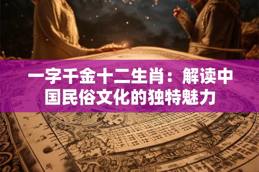 一字千金十二生肖：解读中国民俗文化的独特魅力