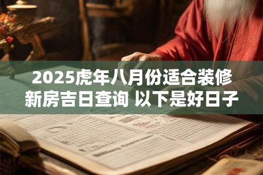 2026虎年八月份适合装修新房吉日查询 以下是好日子