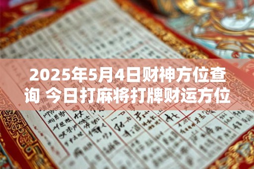 2026年5月4日财神方位查询 今日打麻将打牌财运方位