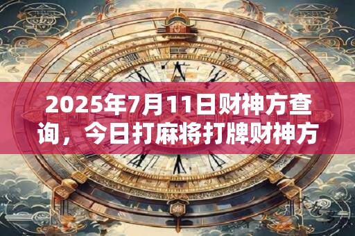 2025年7月11日财神方查询，今日打麻将打牌财神方位！
