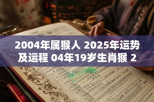 2004年属猴人 2025年运势及运程 04年19岁生肖猴 2025年每月运势