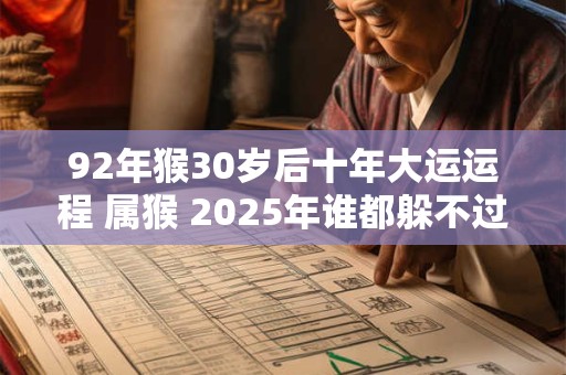 92年猴30岁后十年大运运程 属猴 2025年谁都躲不过的劫难