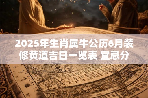 2025年生肖属牛公历6月装修黄道吉日一览表 宜忌分析
