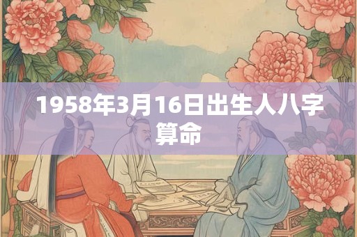 1958年3月16日出生人八字算命