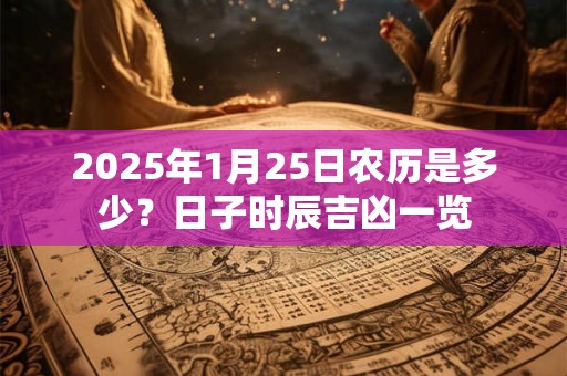 2025年1月25日农历是多少？日子时辰吉凶一览
