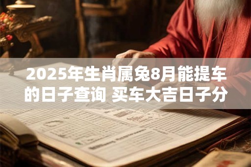 2025年生肖属兔8月能提车的日子查询 买车大吉日子分析