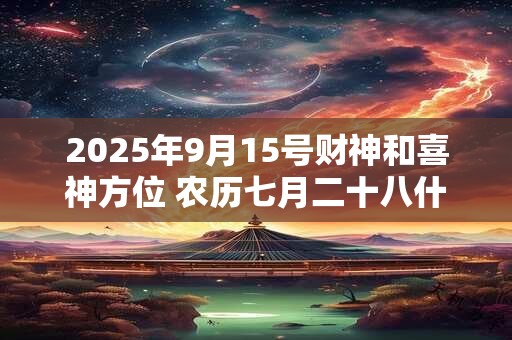 2025年9月15号财神和喜神方位 农历七月二十八什么时辰吉