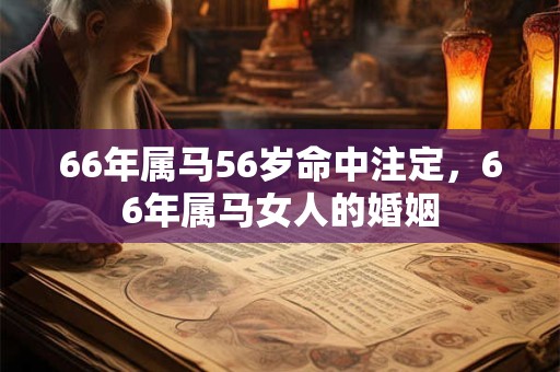 66年属马56岁命中注定，66年属马女人的婚姻