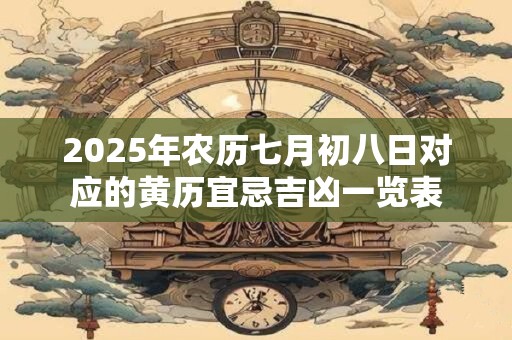 2025年农历七月初八日对应的黄历宜忌吉凶一览表 2025年农历七月初八日对应的黄历宜忌吉凶一览表