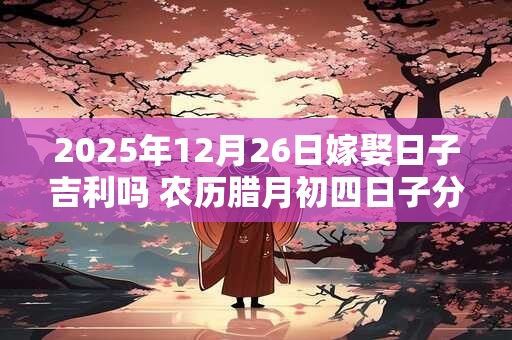 2025年12月26日嫁娶日子吉利吗 农历腊月初四日子分析