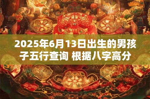 2025年6月13日出生的男孩子五行查询 根据八字高分起名