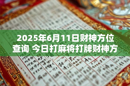 2025年6月11日财神方位查询 今日打麻将打牌财神方位