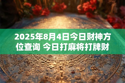 2025年8月4日今日财神方位查询 今日打麻将打牌财运方位