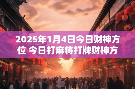 2025年1月4日今日财神方位 今日打麻将打牌财神方位