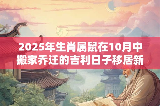 2025年生肖属鼠在10月中搬家乔迁的吉利日子移居新住处好吗
