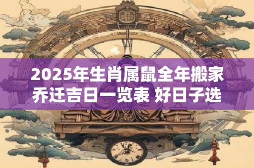 2026年生肖属鼠全年搬家乔迁吉日一览表 好日子选择