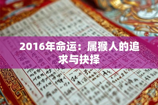 2016年命运：属猴人的追求与抉择