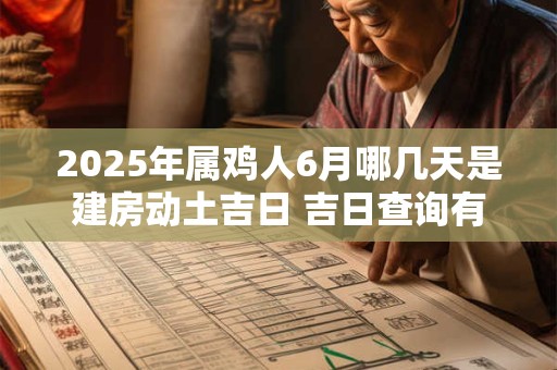 2025年属鸡人6月哪几天是建房动土吉日 吉日查询有门道
