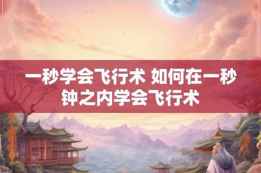 一秒学会飞行术 如何在一秒钟之内学会飞行术