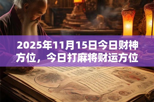 2025年11月15日今日财神方位，今日打麻将财运方位