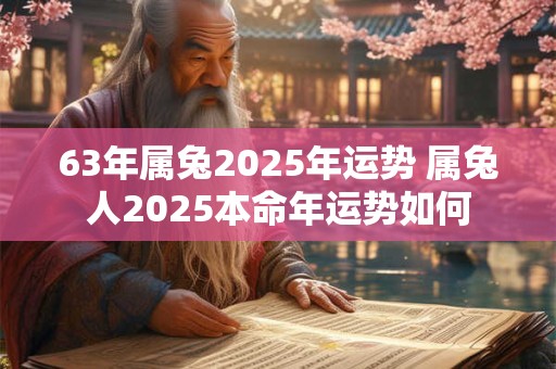 63年属兔2025年运势 属兔人2025本命年运势如何