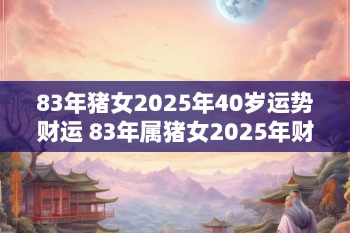 83年猪女2026年40岁运势财运 83年属猪女2026年财运好吗