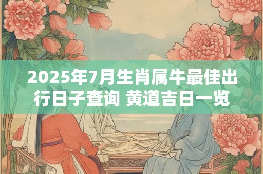 2025年7月生肖属牛最佳出行日子查询 黄道吉日一览表 2025年7月生肖属牛最佳出行日子查询 黄道吉日一览表