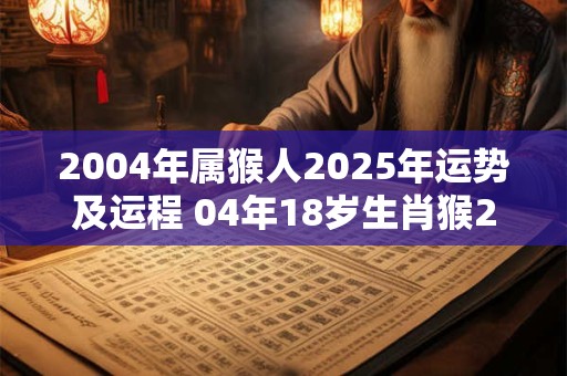 2004年属猴人2025年运势及运程 04年18岁生肖猴2025年每月运势