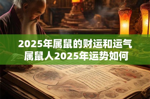 2025年属鼠的财运和运气 属鼠人2025年运势如何