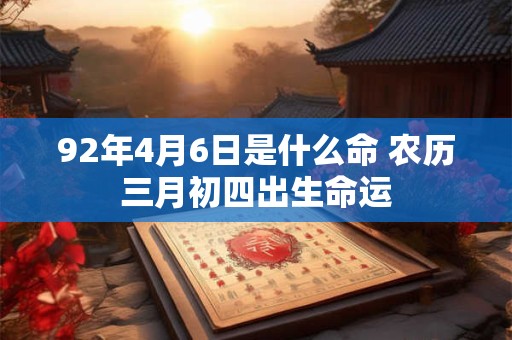 92年4月6日是什么命 农历三月初四出生命运