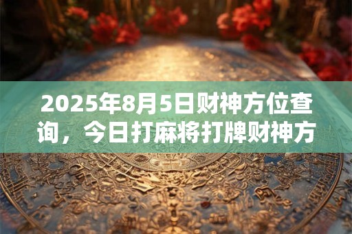 2025年8月5日财神方位查询，今日打麻将打牌财神方位