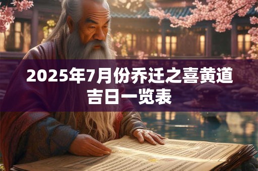 2025年7月份乔迁之喜黄道吉日一览表 2025年7月份乔迁之喜黄道吉日一览表