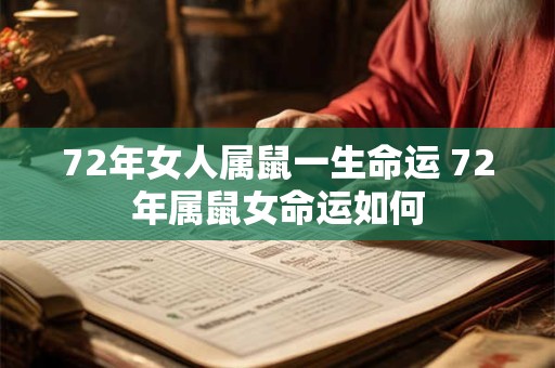 72年女人属鼠一生命运 72年属鼠女命运如何