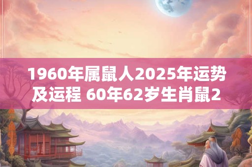 1960年属鼠人2026年运势及运程 60年62岁生肖鼠2026年每月运势