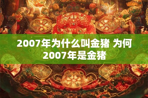 2007年为什么叫金猪 为何2007年是金猪