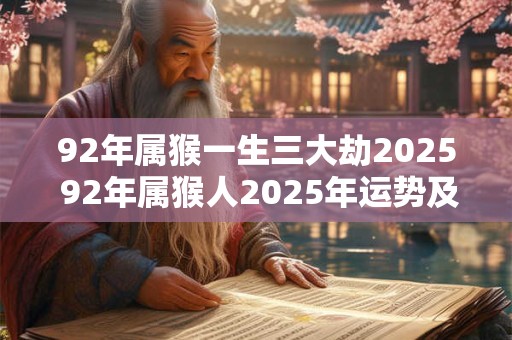 92年属猴一生三大劫2025 92年属猴人2025年运势及运程 92年属猴一生三大劫2025 92年属猴人2025年运势及运程