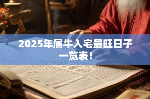 2025年属牛入宅最旺日子一览表! 2025年属牛入宅最旺日子一览表!